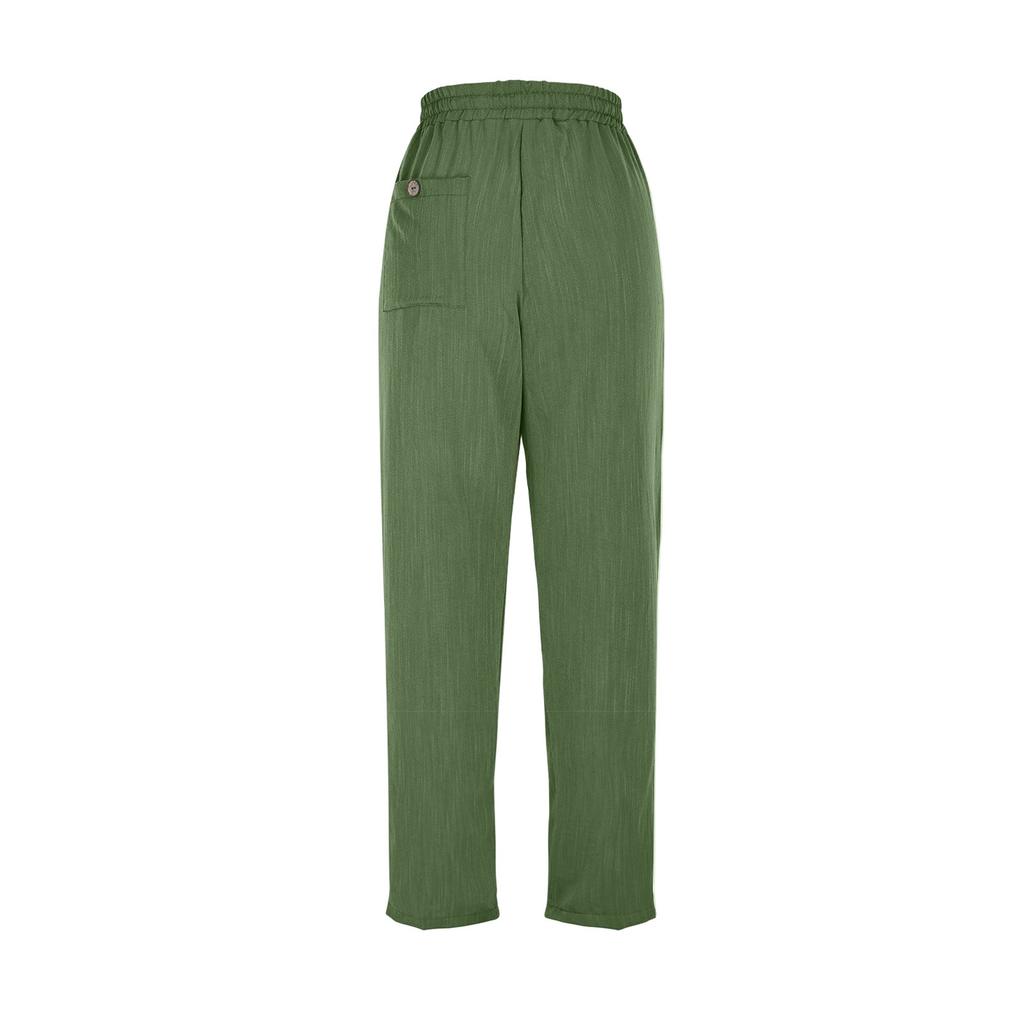 Женские укороченные брюки Stralght Pants With Pockets Lightweight Caual Loose Trousers