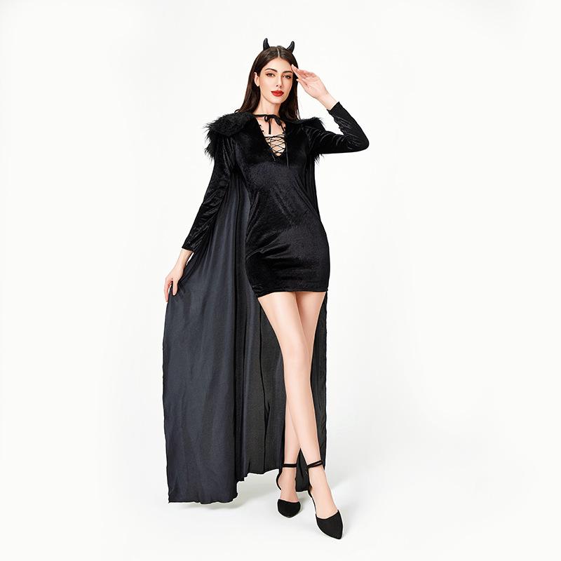 Cosplay Halloween Costume Adult Female Vampire Queen Stage Show Costume Dress Witch Costume Witch Demon Shawl