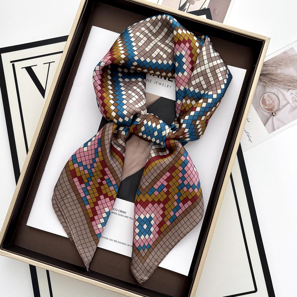 Luxury Polka Dot Silk Square Scarf Women Hijab Hair Bands Neckerchief Female Satin Shawl Ribbon Headband Fashion Wraps Bandana