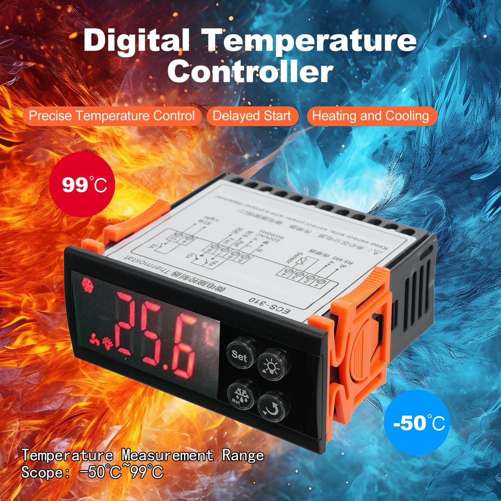 Микрокомпьютерный контроллер температуры ECS310 Цифровой термостат-регулятор с датчиком NTC