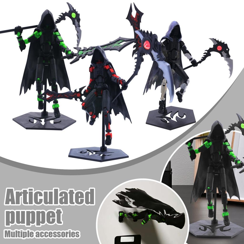 Articulated Action Figure with Cloak and Scythe 3D Printed Movable Collectible Model for Display and Decoration