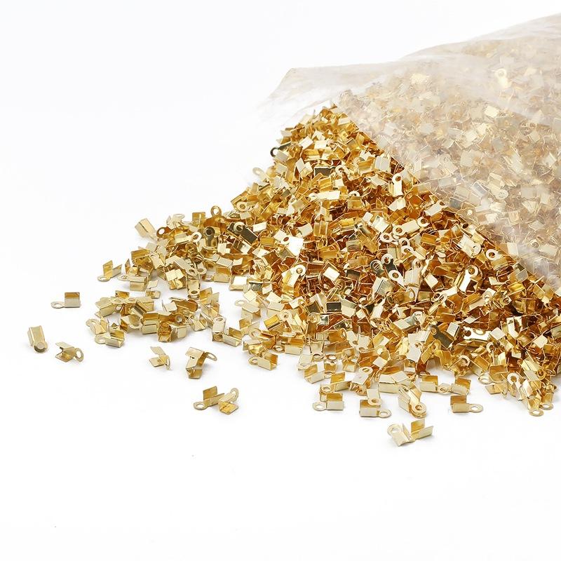 200pcs/lot Stainless Steel Round Cord Crimp Bead Never Fade Gold Steel End Cap Fastener Connector Fit DIY Leather Jewelry Making