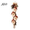 Indoor Hanging Holiday Decorations Santa Claus Ornament, 2D Flat Christmas Tree Decoration, Rustic Wood Wooden Door Wall Sign with Pine Branches