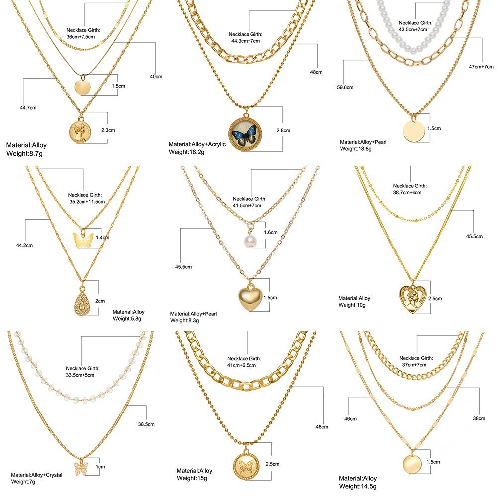 iF ME Корейское многослойное ожерелье с бабочкой, модное золотистое, серебряное ожерелье-цепочка, женские ювелирные аксессуары