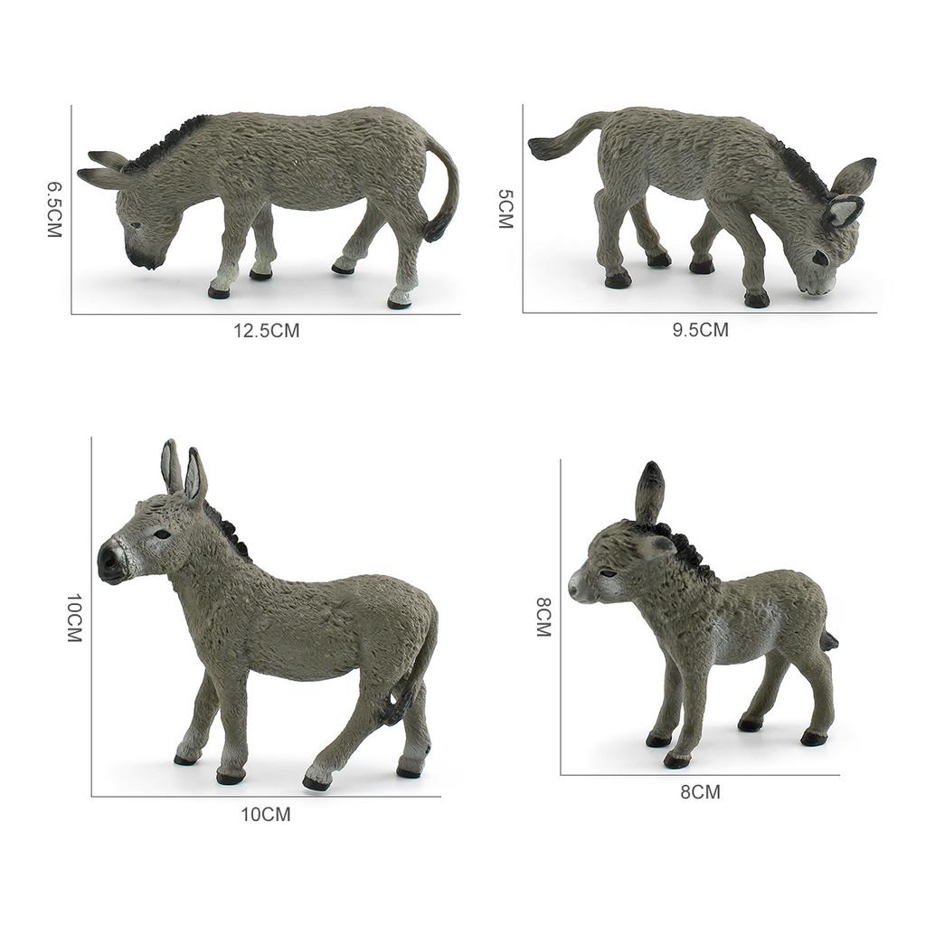 1pcs Realistic Donkey Animal Figurines Toy Figures Solid Grey Mule Models Farm Animal Toys Static PVC Decor Crafts