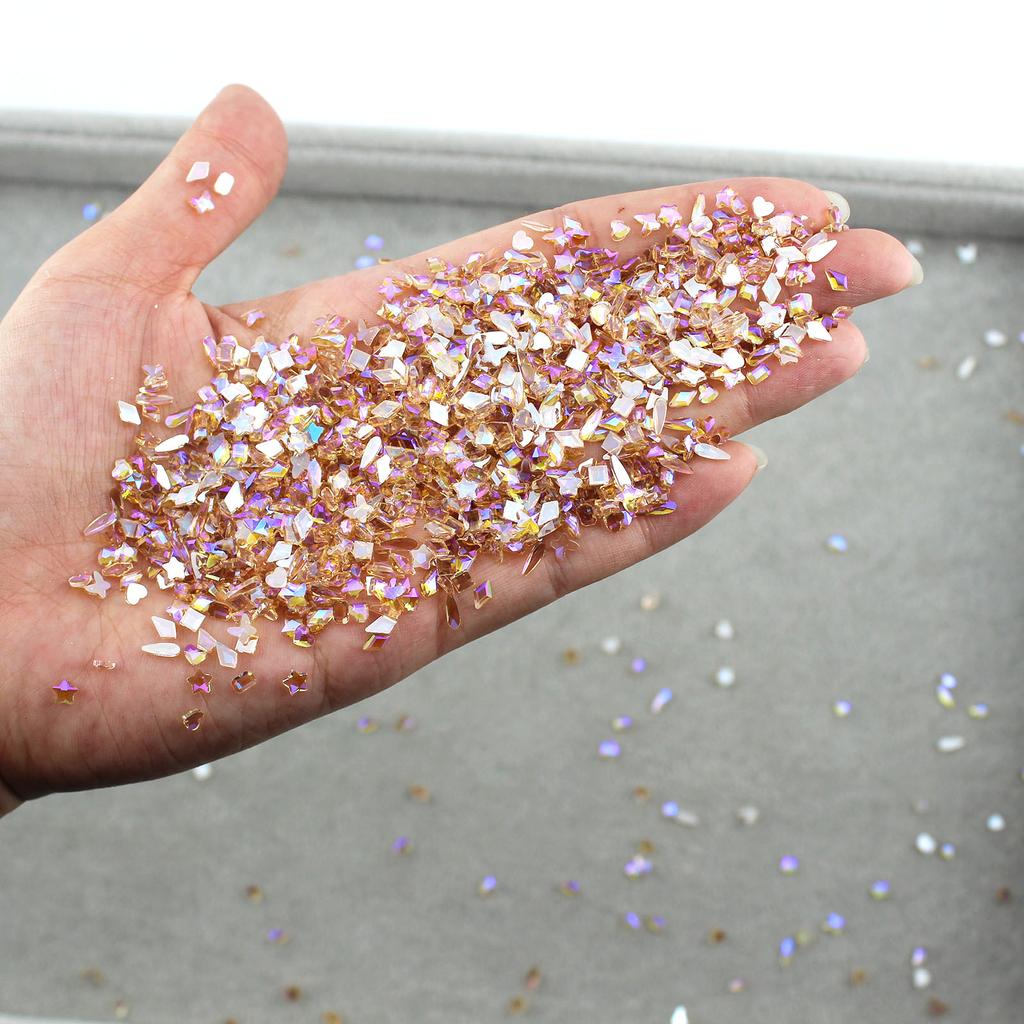 Yiwu Nail Art Diamond Mixed Mini Small Nail Art Flat Bottom Special-Shaped Diamond Mixed K9 Champagne Nail Art Jewelry