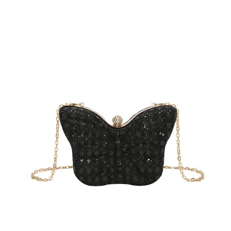Fashionable Butterfly Mini Bag Medium Size Pu Leather Chic Shoulder Chain