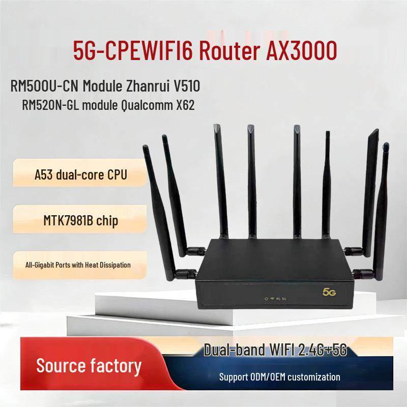 Industrial-Grade AX3000 5G CPE WiFi 6 Router, Dual-Band 2.4GHz/5GHz, with Gigabit Ethernet Port, MT7981B Chipset