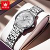 Кварцевые часы для женщин Ультратонкий ремешок из нержавеющей стали Элегантная мода Римская шкала Автоматическая дата Водонепроницаемые женские часы