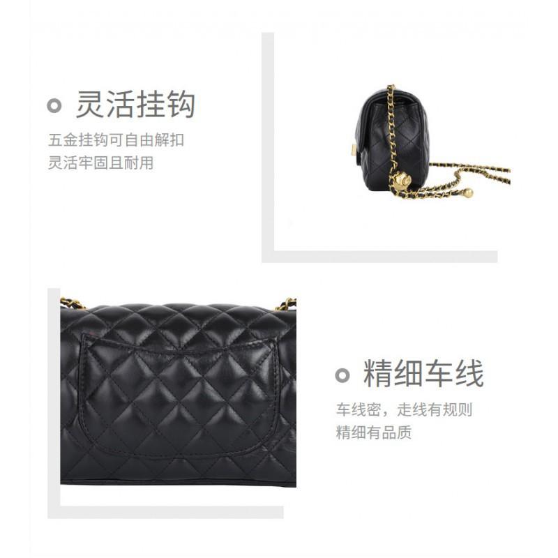 Bag Women's Style Authentic Leather Fashionable Diamond-shaped Square Fat Chain Single-shoulder Crossbody