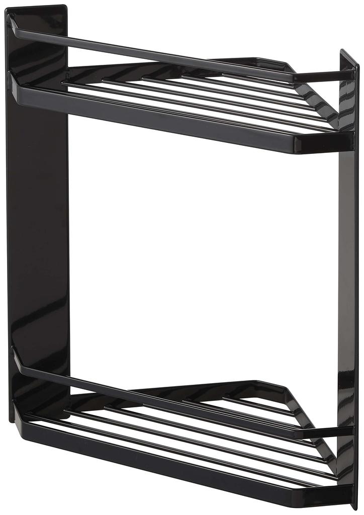 Магнитная угловая полка для ванной комнаты Yamazaki Jitsugyo, 2 яруса, цвет черный, приблизительный. Ш22,5 x Г22,5 x В34 см. Плавающая полка для хранения вещей в ванной комнате 6624