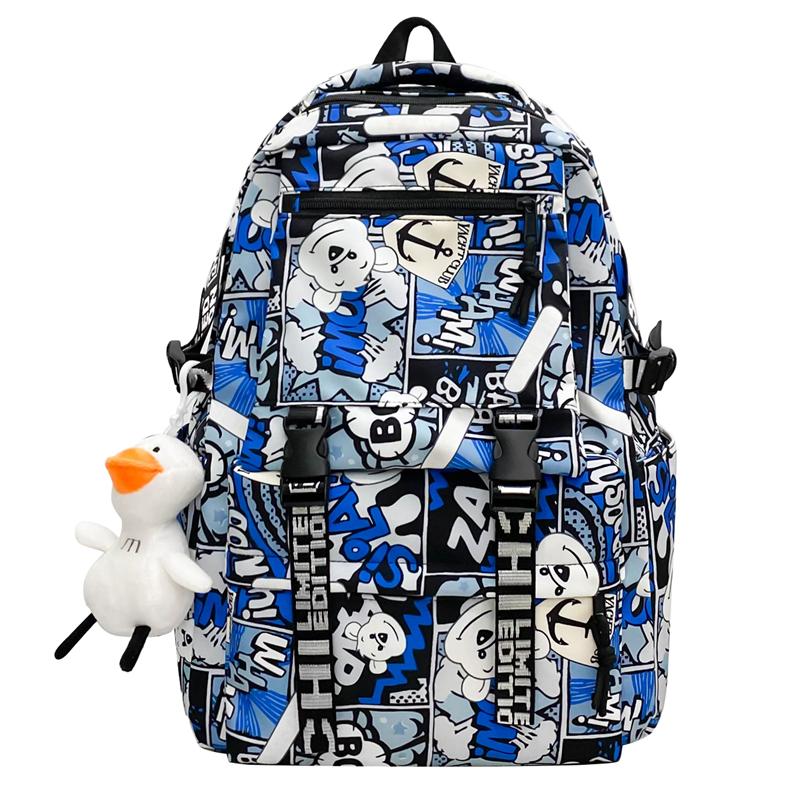 Middle School Student Schoolbag Women Cartoon Print Backpack Men Large Capacity Backpack