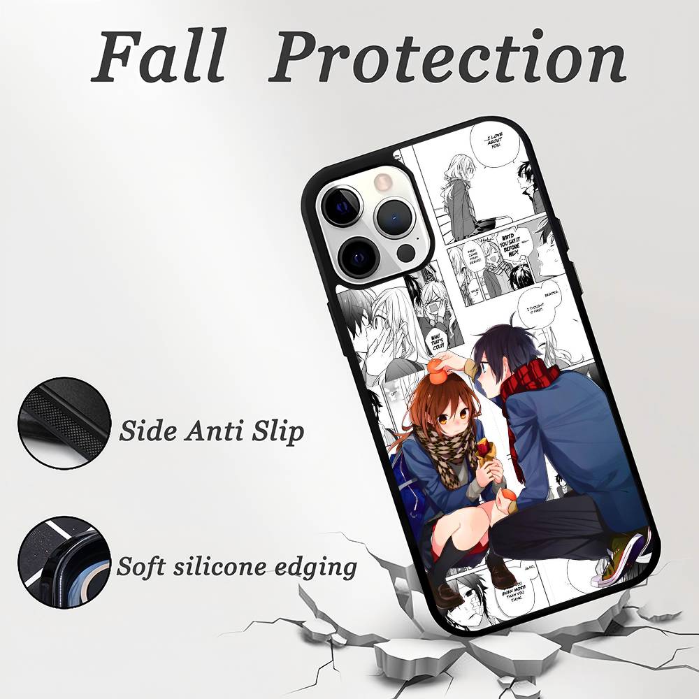 Чехол для телефона Horimiya Мобильный Подходит для Apple 16 PRO MAX 15 14 13 12 MINI 11 Патч Черный Жесткий Корпус