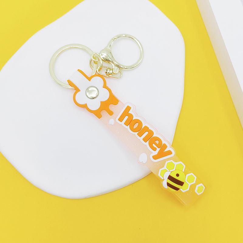 Прозрачный ПВХ мягкий резиновый брелок для ключей английский маленький цветок желе цвета сливы конфетный цвет капли клейкий браслет