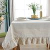 Yousheng Solid Color Ruffled Tablecloth Rectangular Square Table Cover Dining Tablecloth for Farmhouse Kitchen Dining Room Patio Decoration