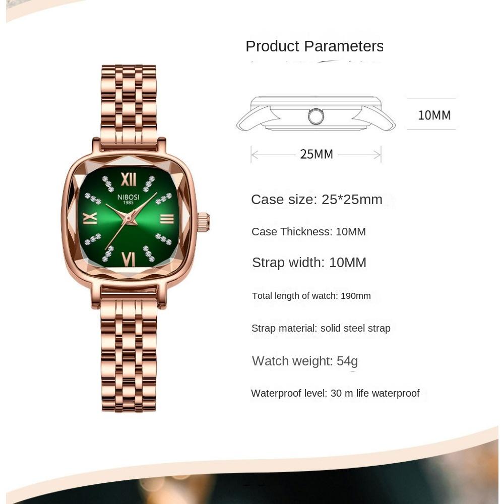 NIBOSI модные винтажные часы с бриллиантами, маленькие зеленые часы, женские часы, французские женские часы от кутюр