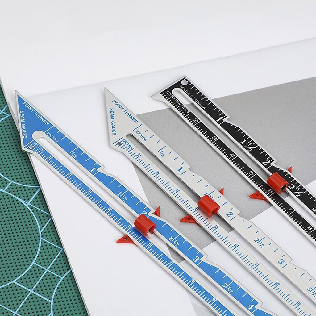 Sewing Gauge Metal Fabric Quilting Ruler Hem Measuring Gauge Sewing Measuring Tool for Fabric Knitting Sewing Hemming