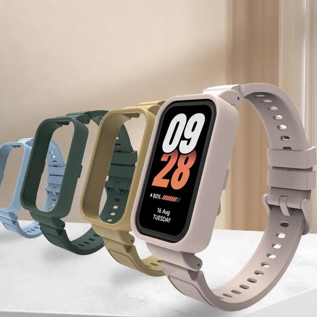 Силиконовый ремешок для часов для Redmi Smart Band 2, сменный спортивный браслет для Xiaomi Smart Band 8 Active, мягкий чехол, аксессуары