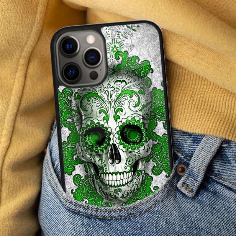 calaveras floral sugar skull Soft Phone Case for iPhone 17 Air 16e Pro max 15 Pro 13 14 Plus 11 12 MagSafe Magnetic Coque