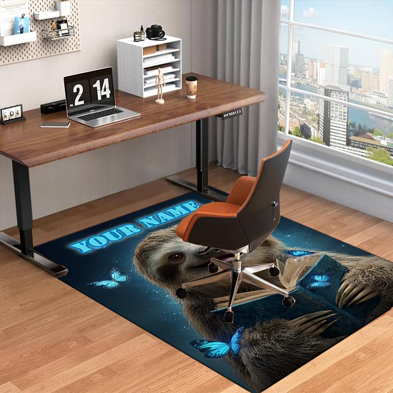 1PC Custom Name Sloth Magical Book Theme Floor Mat Ideal for Living Room, Game Rooms, Office, Bedroom Floor Mat Playful Design