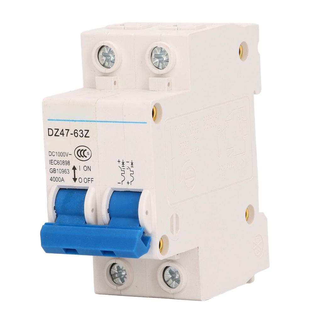 Circuit Breaker DC 1000V Protection Switch 4000A Breaking Capacity DIN Rail Mount 63A