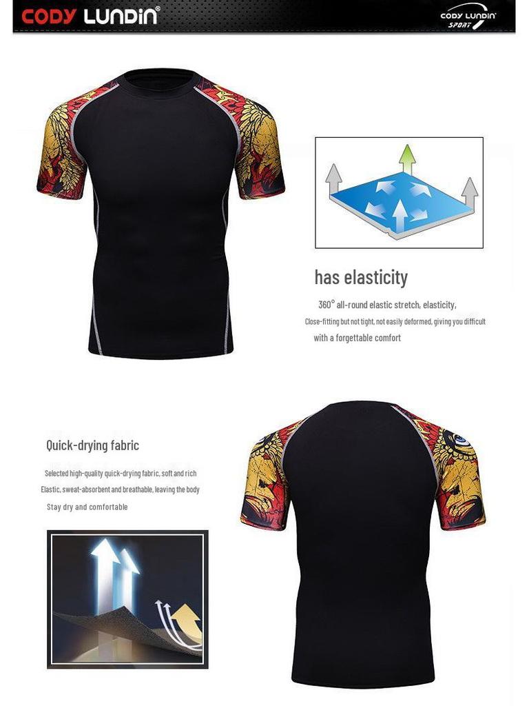 Мужская футболка с широкими плечами и круглым вырезом, спортивный базовый слой, облегающая футболка A038