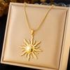 Stainless Steel Golden  Sun Pendant Necklace For Women Girl 2025  Concise Solar Neck Chain Jewelry Gift