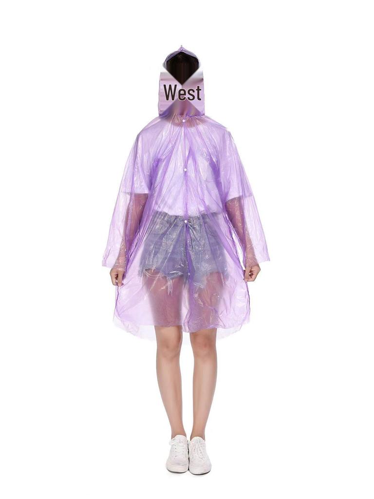 Детский и взрослый утолщенный удлиненный дождевик-пончо из ПЭ с бахилами