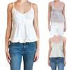 Women´s Summer Casual Camisole Solid/Plaid Sleeveless Deep V Neck Ruffle Hem Sling Vest