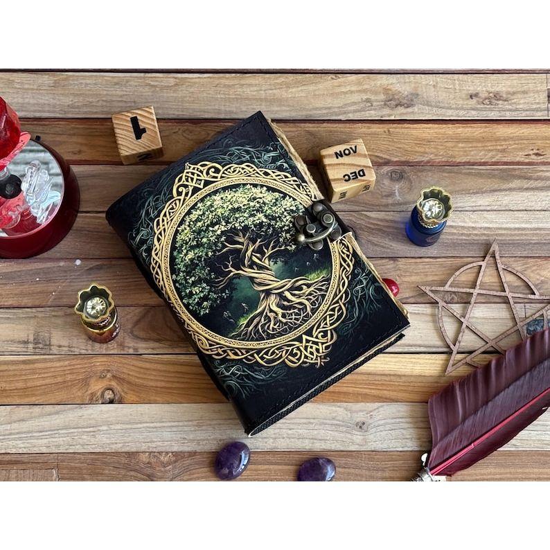 Журнал из кожи Древо жизни - Блокноты из натуральной кожи для женщин - Красивый журнал Для зарисовок Книга для путешествий Пустая книга для заклинаний