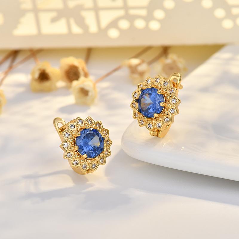 BELLA BOX Трансграничные серьги-клипсы с подсолнухом из бриллиантов, медные серьги с цирконом, высококлассный аксессуар для женщин