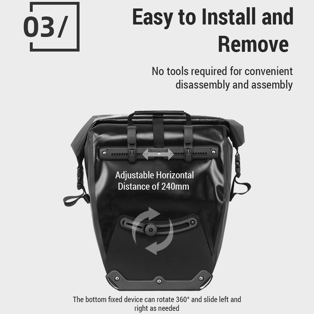 2pcs Large Capacity Bike Panniers Waterproof Bike Rear Rack Bag for Cycling Traveling Touring