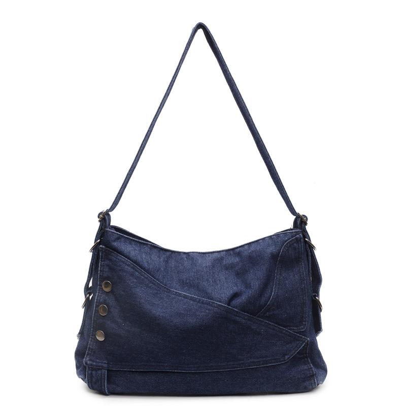 Denim Bag Large-capacity Single-shoulder Bag Laid-back Style Student Commuting Crossbody Bag