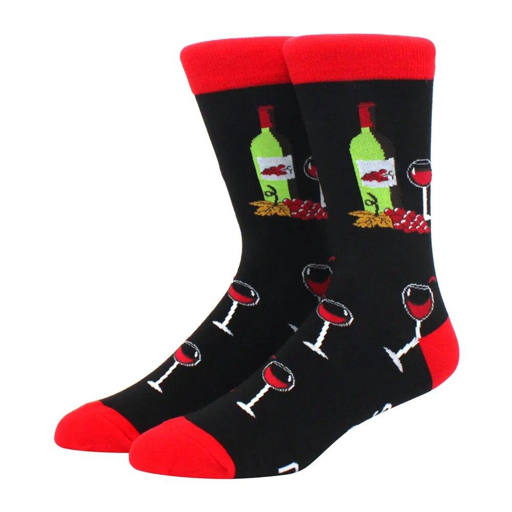 1 пара мужских забавных хип-хоп носков средней длины с принтом скейтборда, пива, счастливого искусства, EU38-46