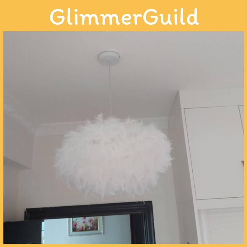 Iron Chandelier With Feather Shade And Led Lighting For Home Living Spaces