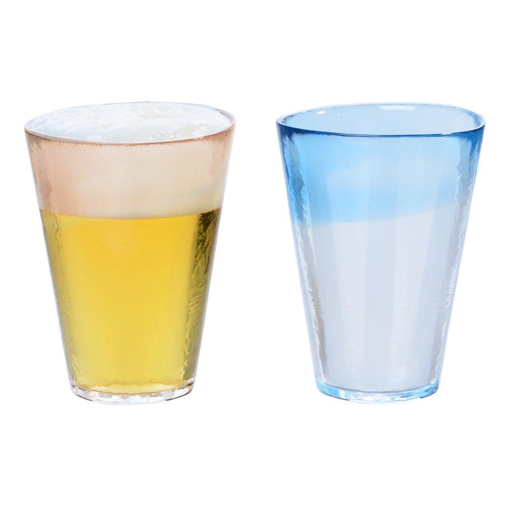 Парные бокалы для пива Toyo Sasaki Glass, пенообразующие, сделано в Японии, 300 мл, синий, розовый, набор из 2 штук и G631-T64