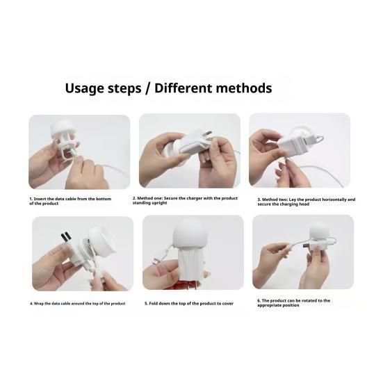 Держатель для зарядки, регулируемый на 360 градусов, органайзер для кабелей для рабочего стола, путешествий