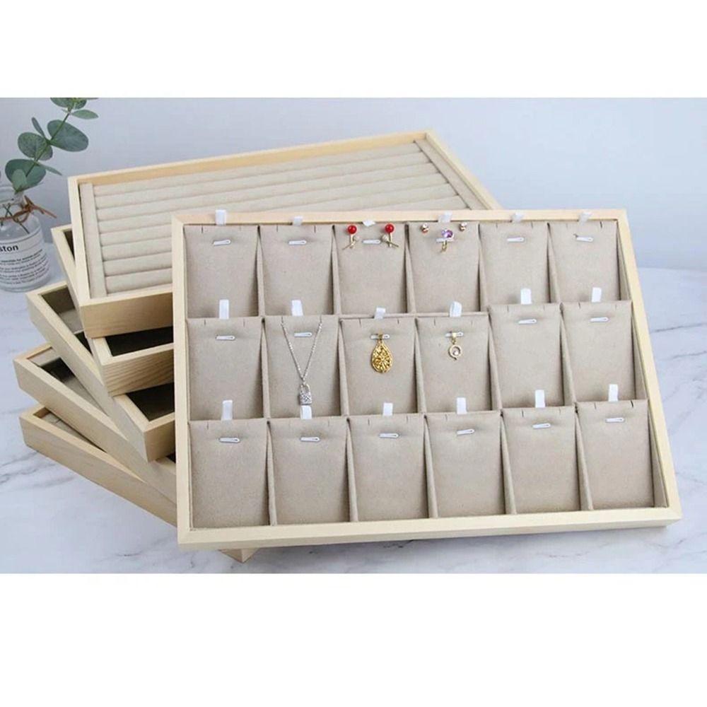 Multiple Styles Wooden Pendant Holder Apricot Jewelry Drawer Inserts Necklace Stand Prop Earring