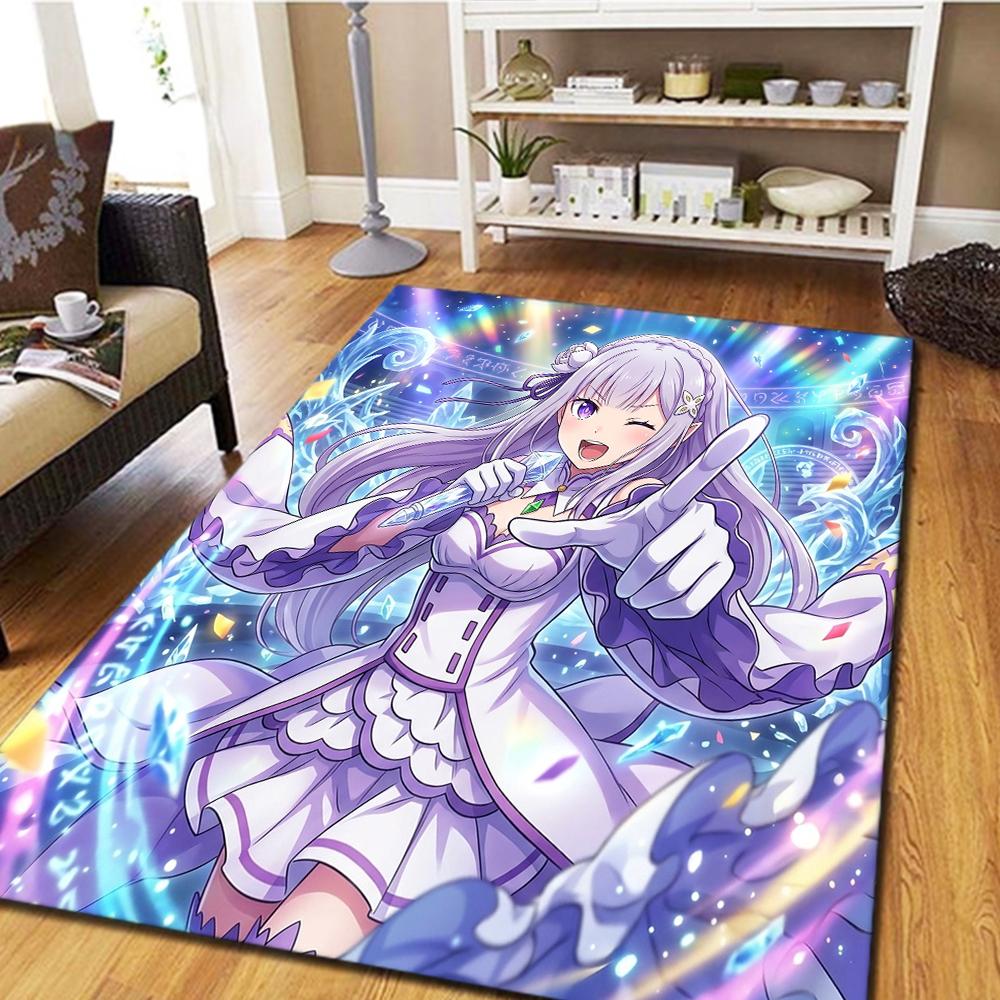 Ковер для спальни и гостиной Re Zero, Декор для дома, Крутой коврик с персонажами из фильма, Игровой напольный коврик -HE160