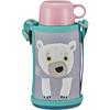 Tiger MBR-C06GPS 600ml Stainless Steel Water Bottle with Direct Drinking Cup, 2-Way, with Pouch, Sahara, Koropokkuru, and Polar Bear Designs