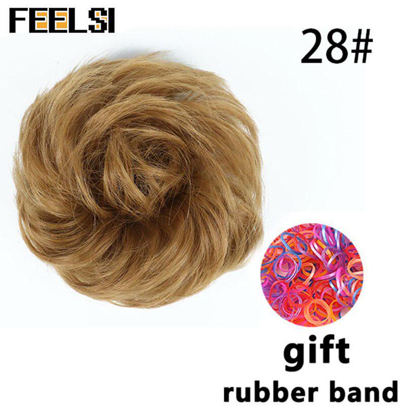 Женский вьющийся шиньон с эластичной резинкой, синтетическая резинка для волос, небрежный пучок, шиньоны