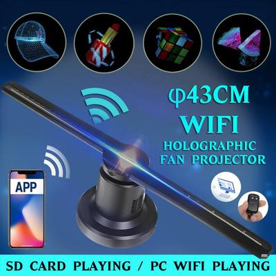 AC 100-240V 224LED Wifi 3D голографический проектор голографический плеер светодиодный дисплей визуализация лампа вентилятор рекламный свет пульт дистанционного управления