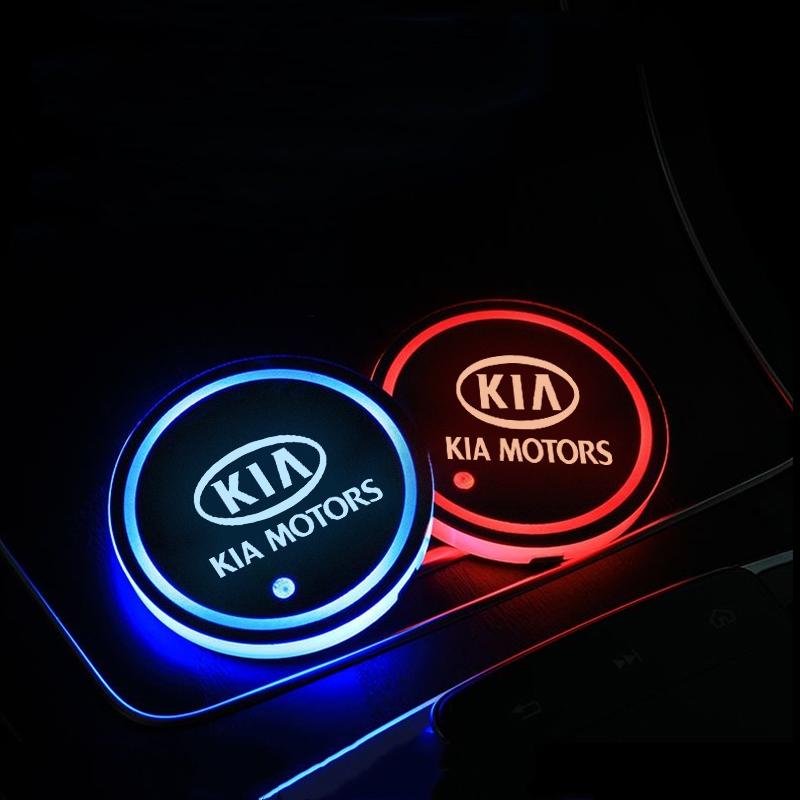 2026 Hot Car Sticker LED Light Car Coasters Light Mats 7 Colors Cup Holder Pad For Kia Sportage Cerato Optima K2 K3 K4 K5 Rio Pi