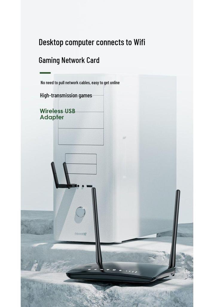 Driver-Free WiFi 6 USB Network Card: Wireless Gigabit Receiver & Transmitter for Desktop Computers