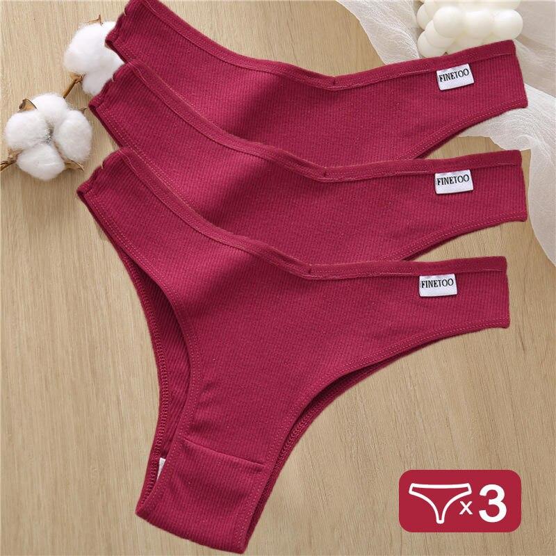 3PCS/Set Cotton Lingerie Panties Sexy Underwear Women Briefs Tangas Female Underpants Pantys Thong Panties Bikini Solid 6 Color
