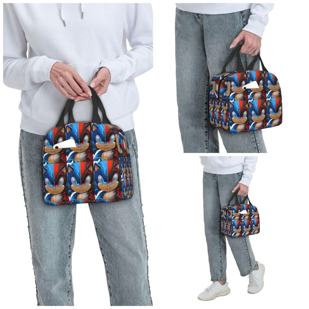 Sonic Shadow Insulated Lunch Bag for Kids School Cooler Thermal Food Box Tote Portable Lunch Boxes Container