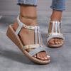 Fashion 2024 Large Size Women's Shoes Elastic Band Women's Sandals Summer Casual Sandals Women Mixed Colors Open Toe Wedge Ladies Shoes