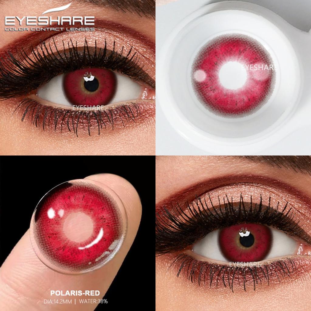 Eyeshare 2 шт = 1 пара цветных контактных линз для глаз, голубые цветные линзы, красные линзы, натуральные линзы на год 14,2 мм