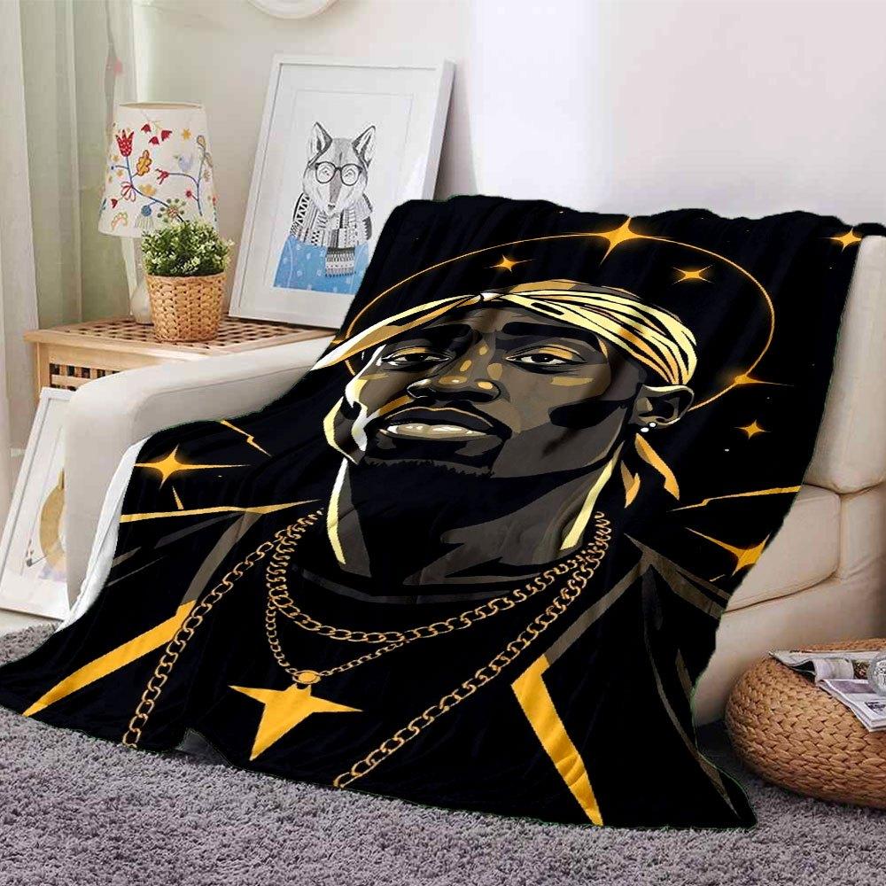 1 шт. Плед в стиле Hip Hop 2Pac, Мягкий, Легкий, Для всех сезонов, Многоцелевой плед для дивана, кровати, офиса и пикников, Французский стиль с культовыми обложками альбомов и цитатами