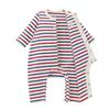 MIKI HOUSE Double B Coverall Long Made in for Boys and Baby Red and Navy Romper, Sleeve, Striped, Japan, Girls, Clothes, Children's Clothing,